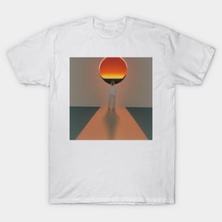 A girl standing on the road and looking at another world. T-Shirt